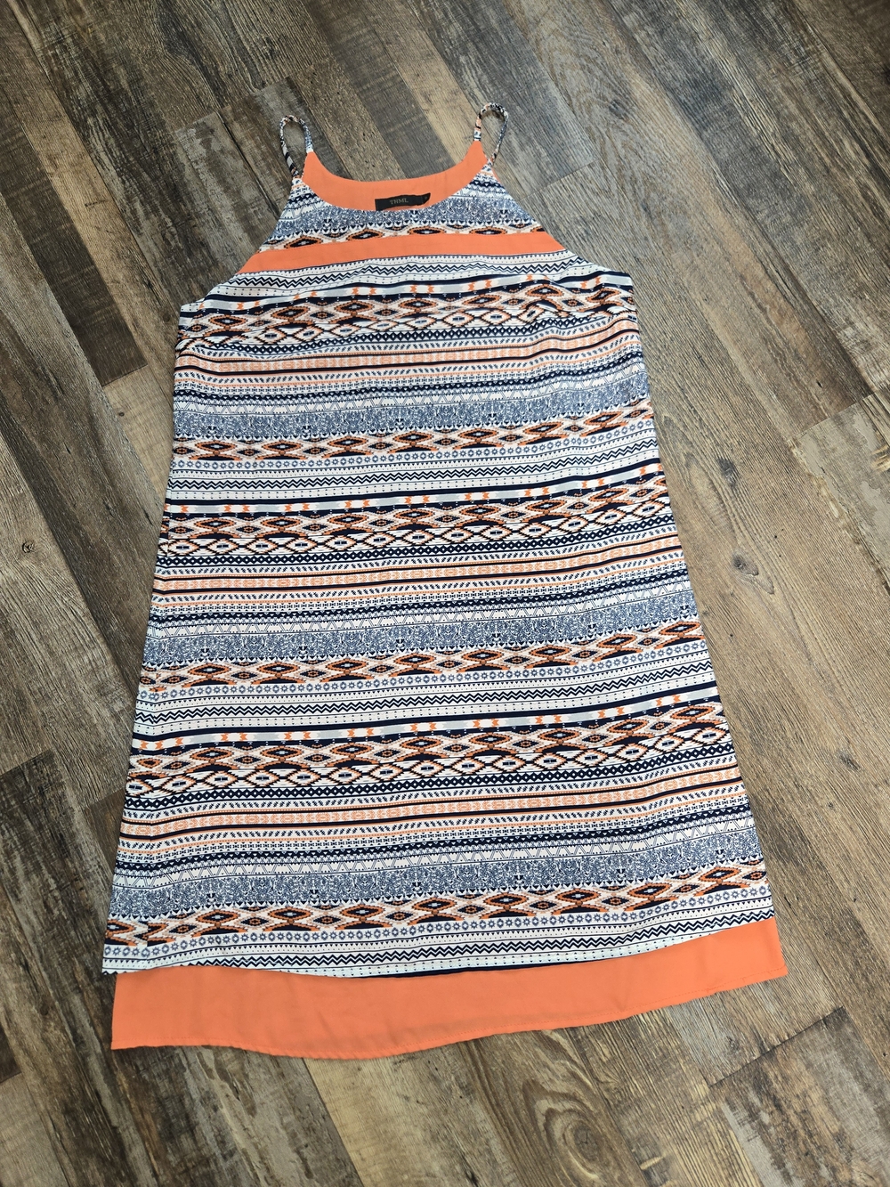 THML Orange & Navy Patterned Halter Mini Dress